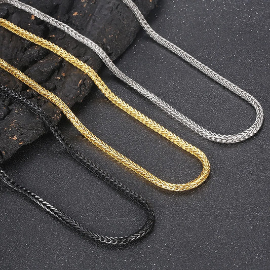 Punk Solid Color Titanium Steel Plating Chain Men'S Sweater Chain Necklace