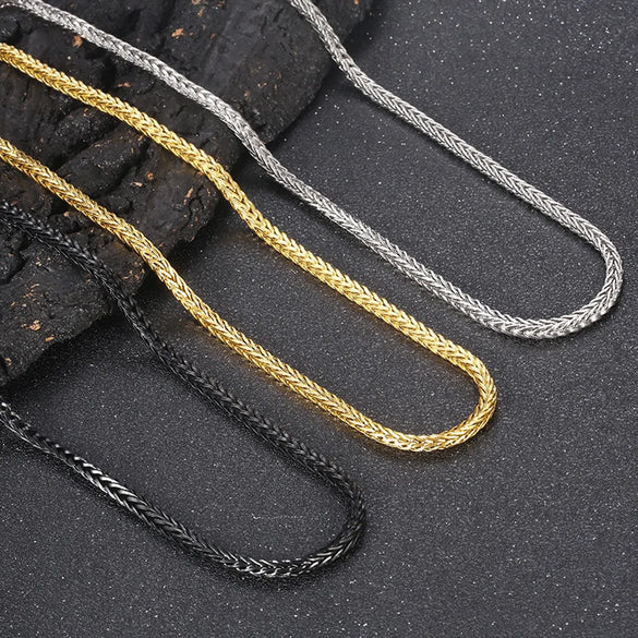 Punk Solid Color Titanium Steel Plating Chain Men'S Sweater Chain Necklace