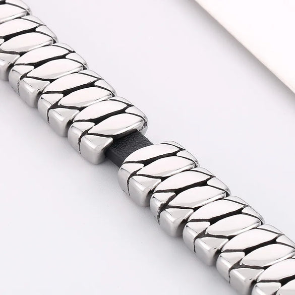 Punk Solid Color Titanium Steel Polishing Bracelets