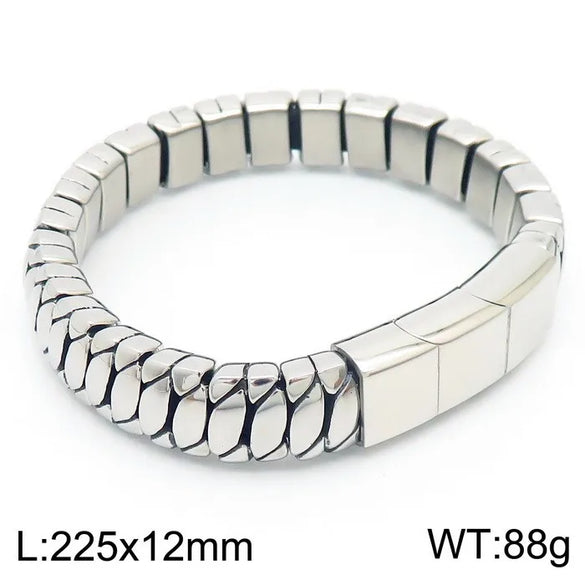 Punk Solid Color Titanium Steel Polishing Bracelets