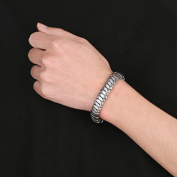 Punk Solid Color Titanium Steel Polishing Bracelets