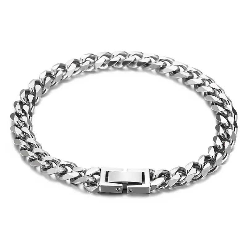 Punk Solid Color Titanium Steel Unisex Bracelets