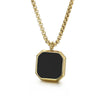 Wholesale Jewelry Punk Square Stainless Steel Titanium Steel 18K Gold Plated Epoxy Pendant Necklace Long Necklace