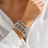 Punk Stacked Love Pendant Beaded Bracelet Imitation Pearl Elastic Bracelet Electroplating Heart Geometric