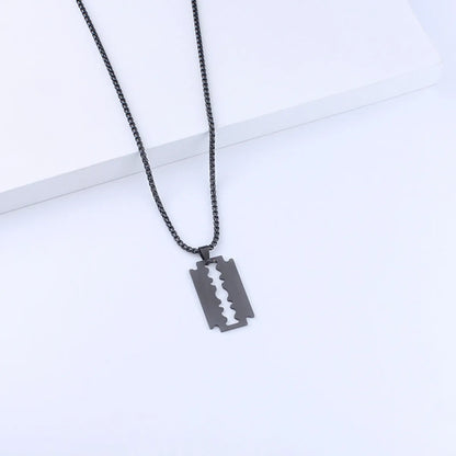 Punk Streetwear Blade Titanium Steel Polishing Men'S Pendant Necklace