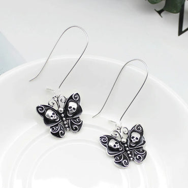 Punk Streetwear Butterfly Skull Alloy Women'S Drop Earrings