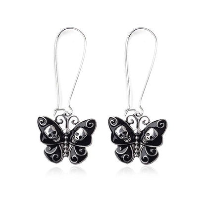 Punk Streetwear Butterfly Skull Alloy Women'S Drop Earrings