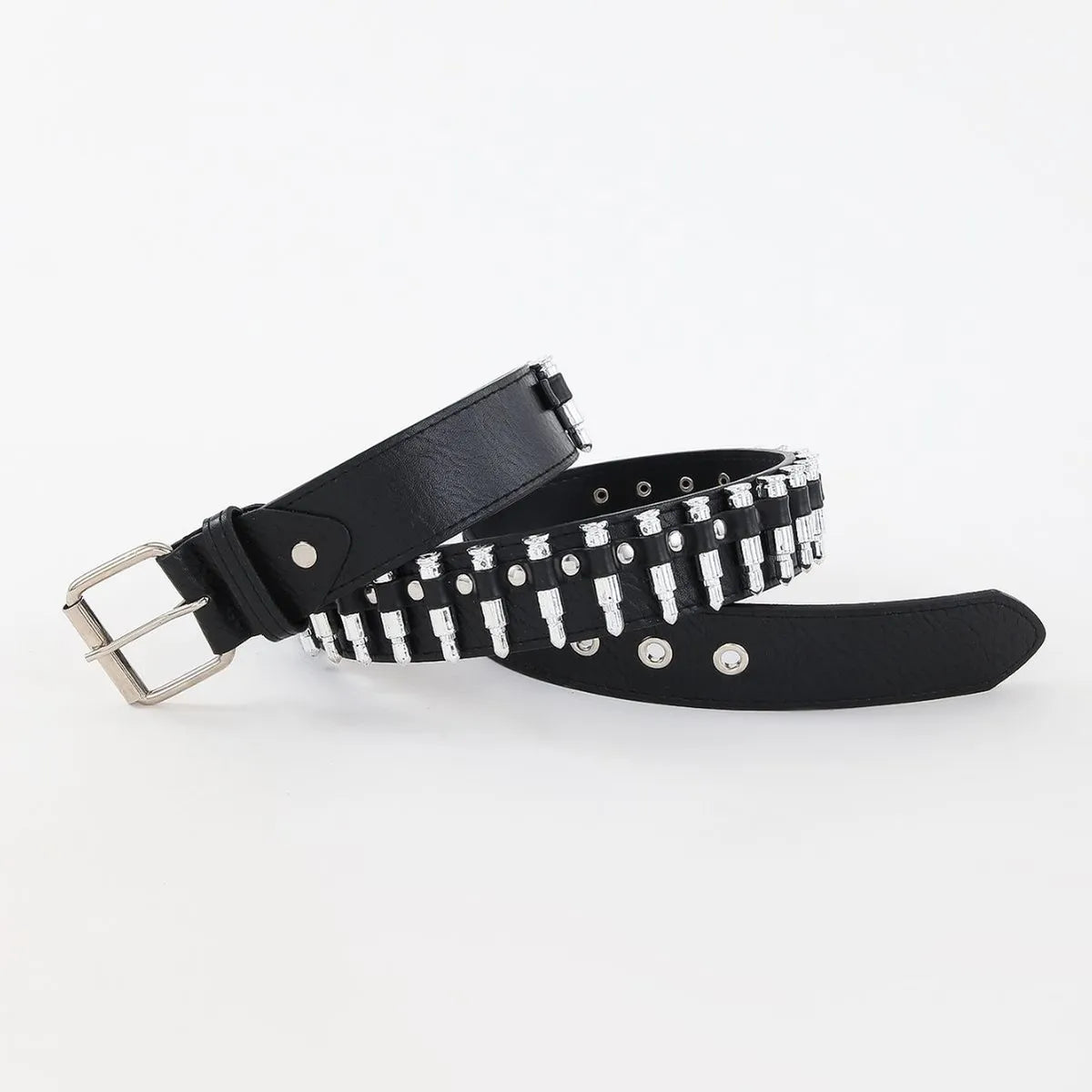 Punk Streetwear Color Block Pu Leather Alloy Patchwork Women'S Leather Belts