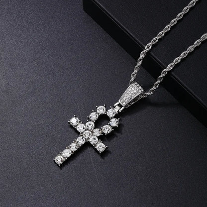 Punk Streetwear Cross 304 Stainless Steel Copper Plating Inlay Rhinestones Unisex Pendant Necklace