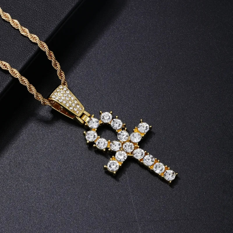 Punk Streetwear Cross 304 Stainless Steel Copper Plating Inlay Rhinestones Unisex Pendant Necklace