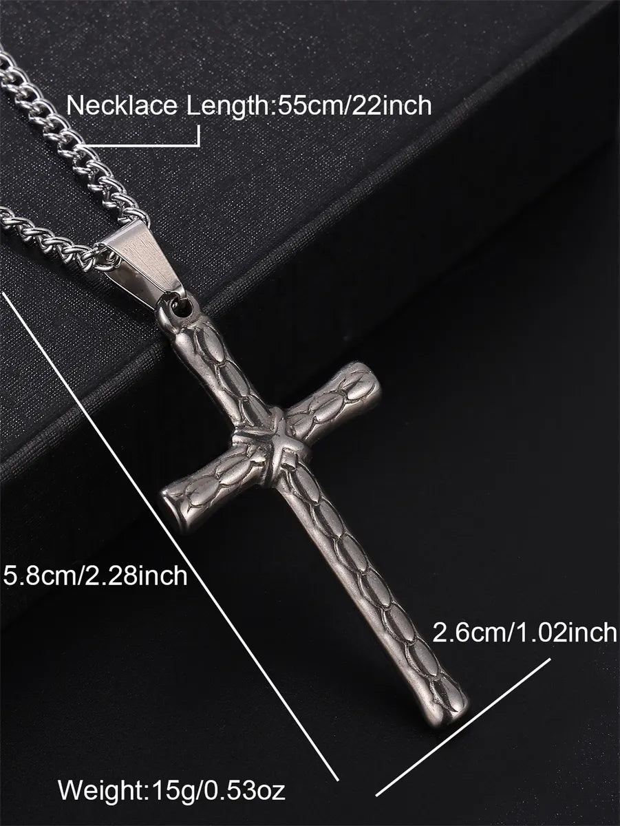 Punk Streetwear Cross Stainless Steel Pendant Necklace