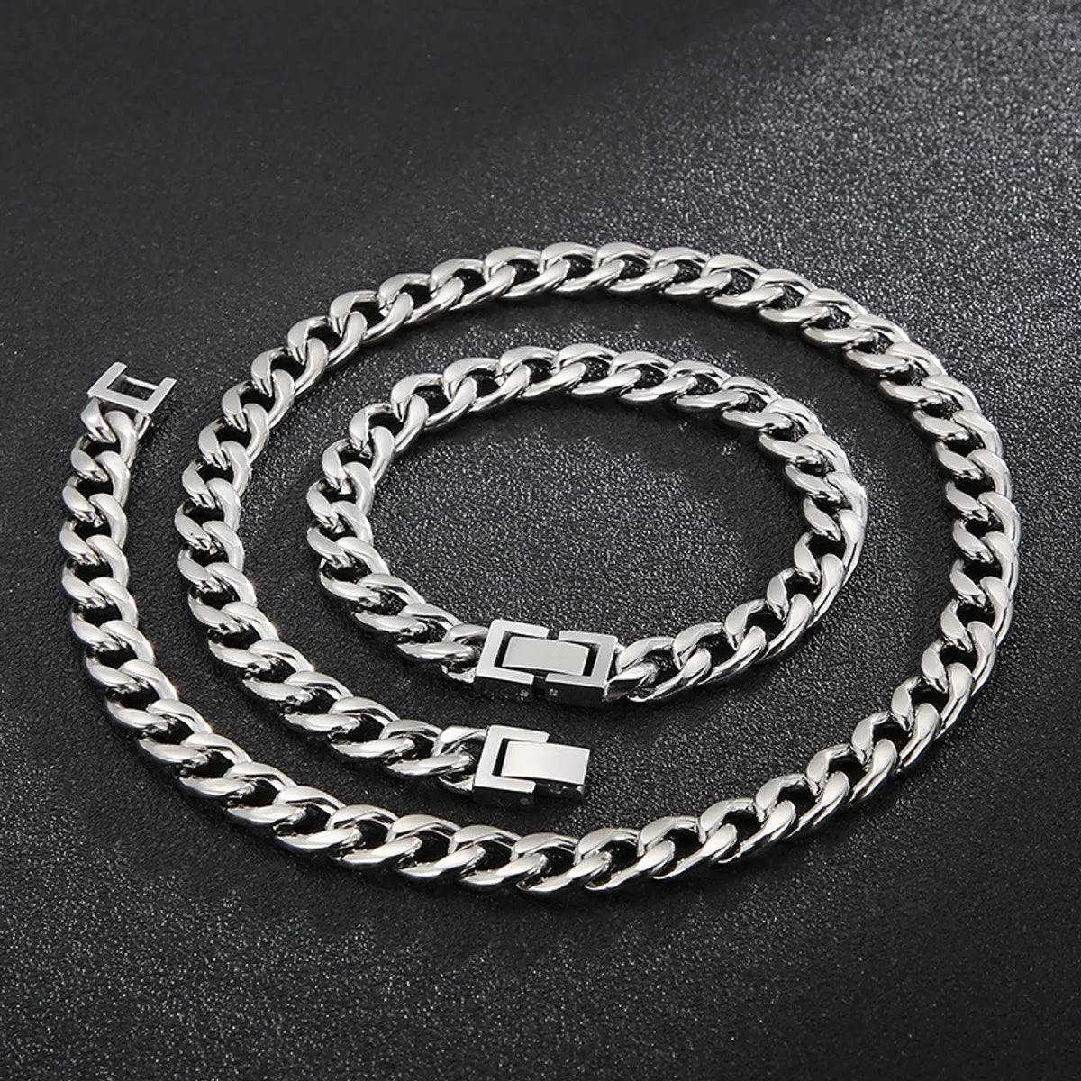 Punk Streetwear Geometric Titanium Steel Bracelets Necklace