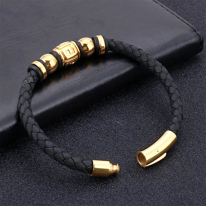 Punk Streetwear Geometric Titanium Steel Plating 18K Gold Plated Men'S Bangle