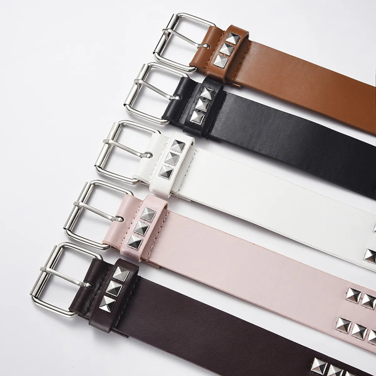 Punk Streetwear Solid Color Pu Leather Alloy Men'S Leather Belts