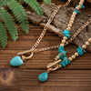 Punk Style Alloy Imitation Turquoise Peach Heart Pendant Necklace With Iron Chain And Animal Zodiac Pattern Electroplated
