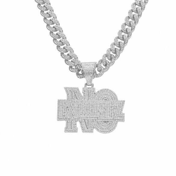 Punk Style Alloy Letter No Pendant Necklace With Diamond And Cuban Chain