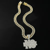 Punk Style Alloy Letter No Pendant Necklace With Diamond And Cuban Chain