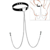 Punk Style Collar Necklace With Pu Leather Heart Pattern And Stainless Steel Snake Bone Chain Electroplating Treatment