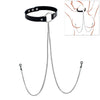 Punk Style Collar Necklace With Pu Leather Heart Pattern And Stainless Steel Snake Bone Chain Electroplating Treatment