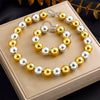 Punk Style Contrast Color Goldplated Beaded Ball Chain Jewelry Necklace For Women