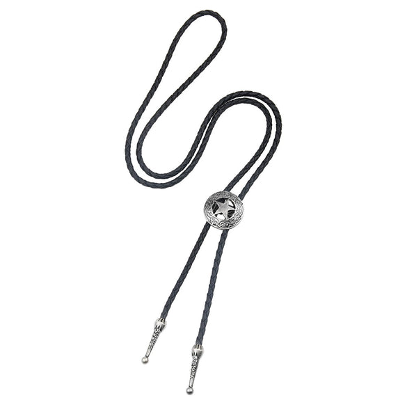 Punk Style Cowhide And Alloy Sweater Chain With Star Pattern And Weaving Design