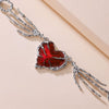 Punk Style Dark Red Love Alloy Heart Shape Pendant Necklace With Electroplating Treatment