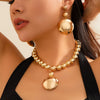 Punk Style Detachable Metal Semicircle Beaded Pendant Necklace With Geometric Pattern And Electroplating Treatment
