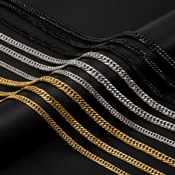 Punk Style Doublewoven Sixchain Stainless Steel Necklace With Wave Pattern And Electroplating Treatment