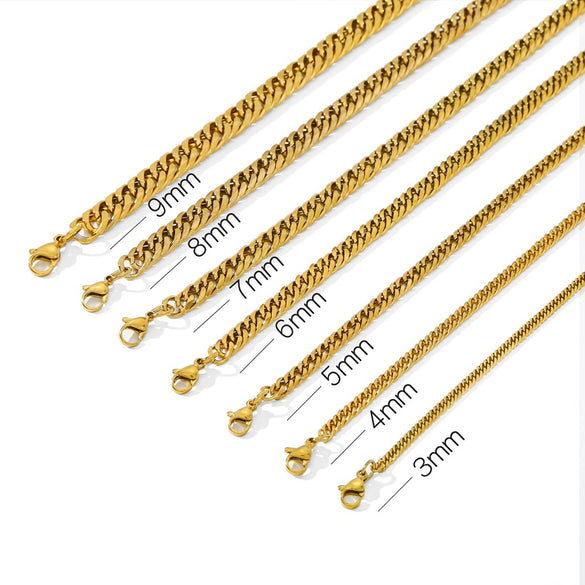 Punk Style Doublewoven Sixchain Stainless Steel Necklace With Wave Pattern And Electroplating Treatment