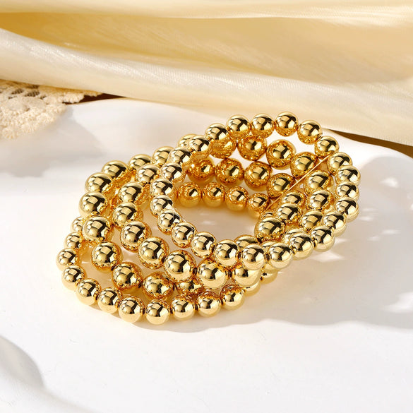 Punk Style Exaggerated Ball Chain Multilayer Bracelet Hiphop Geometric Mixed Material Electroplated Hand Accessories Set
