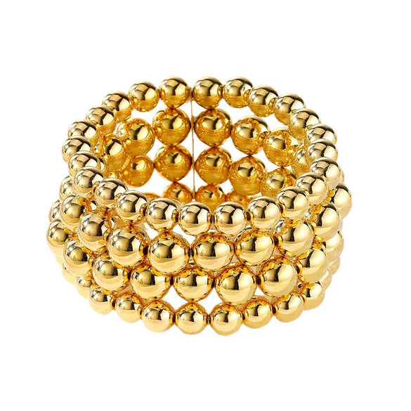 Punk Style Exaggerated Ball Chain Multilayer Bracelet Hiphop Geometric Mixed Material Electroplated Hand Accessories Set