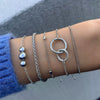 Punk Style Exaggerated Round Bead Chain Geometric Metal Alloy Electroplated Women's Sixpiece Bracelet