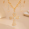 Punk Style Geometric Aluminum Chain Alloy Rhinestone Cross Pendant Necklace With Electroplating For Women