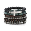 Punk Style Geometric Artificial Leather Handwoven Men's Bracelet Sixpiece Set
