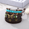 Punk Style Geometric Artificial Leather Handwoven Men's Bracelet Sixpiece Set