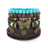 Punk Style Geometric Artificial Leather Handwoven Men's Bracelet Sixpiece Set