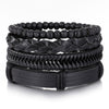 Punk Style Geometric Artificial Leather Handwoven Men's Bracelet Sixpiece Set