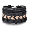 Punk Style Geometric Artificial Leather Handwoven Men's Bracelet Sixpiece Set