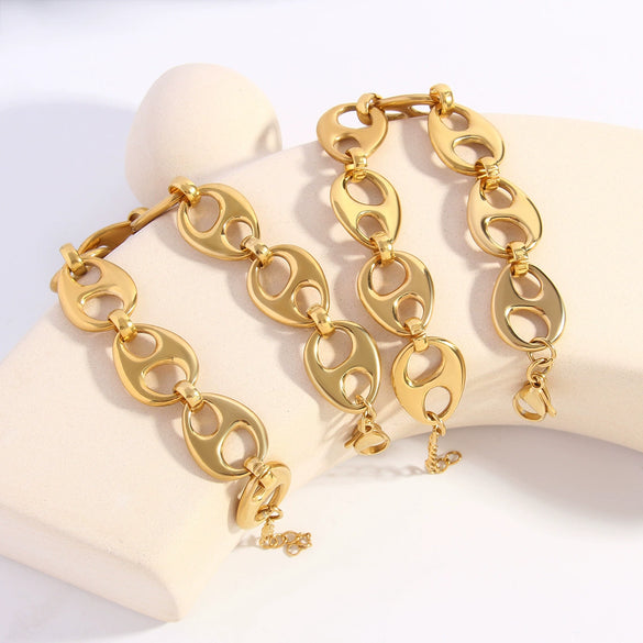 Punk Style Geometric Hshaped Electroplated Stainless Steel Bracelet Jewelry