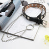 Punk Style Hollow Pu Chain Belt With Alloy Pin Buckle Electroplated Fashion Trouser Waist Belt For Men And Women