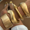 Punk Style Matte Wide Spring Buckle Stainless Steel Irregular Metal Electroplated Bracelet