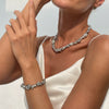 Punk Style Metal Geometric Fold Necklace For Women With Electroplating