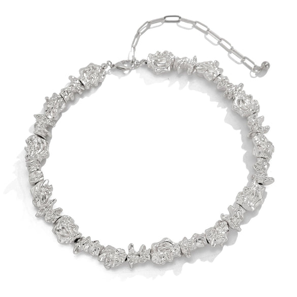 Punk Style Metal Geometric Fold Necklace For Women With Electroplating