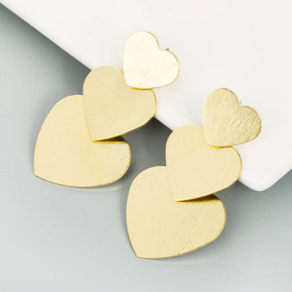 Punk Style Metal Multi-layer Heart-shaped Earrings Wholesale