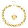 Punk Style Necklace With Big Round Beads And Heart Shaped Pendant Ccb Material Ball Chain Electroplating Treatment
