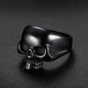 Punk Style Skull Ring Titanium Steel Oil Treated Unisex