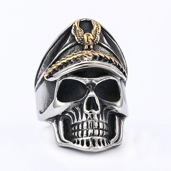 Punk Style Skull Titanium Steel Ring With Oil Applied
