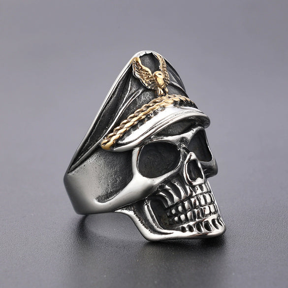 Punk Style Skull Titanium Steel Ring With Oil Applied