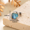 Punk Style Snake Animals Metal Inlay Moonstone Cartilage Earrings Titanium Steel Screw Rod