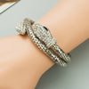 Punk Style Snake Wrap Bracelet Alloy Rhinestone Diamond Accent Unisex Jewelry For Men And Women